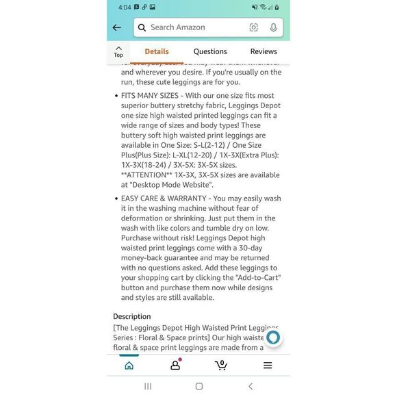 One Size 2-12 Legging Depot Floral Leggings Athletic Casual Blue Grey Purple - Picture 4 of 4